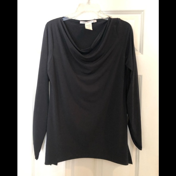 Max Studio size Med-LG black set long sleeve top pull on shirred leg pant - Picture 3 of 15